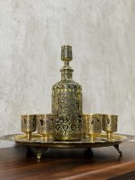 ست تنگ و جام قلمزنی چهره برنجی سیاه قلم بزم شبانه