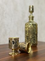 ست تنگ و جام قلمزنی چهره برنجی سیاه قلم بزم شبانه