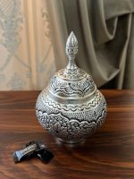 شکلات خوری سیبی متوسط قلمزنی اسلیمی | آبکاری نقره | سیاه قلم - تصویر 4