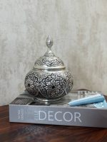 قندان 22 قلمزنی اسلیمی | آبکاری نقره | سیاه قلم