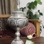 گز خوری 30 قلمزنی گل و مرغ | آبکاری نقره | سیاه قلم